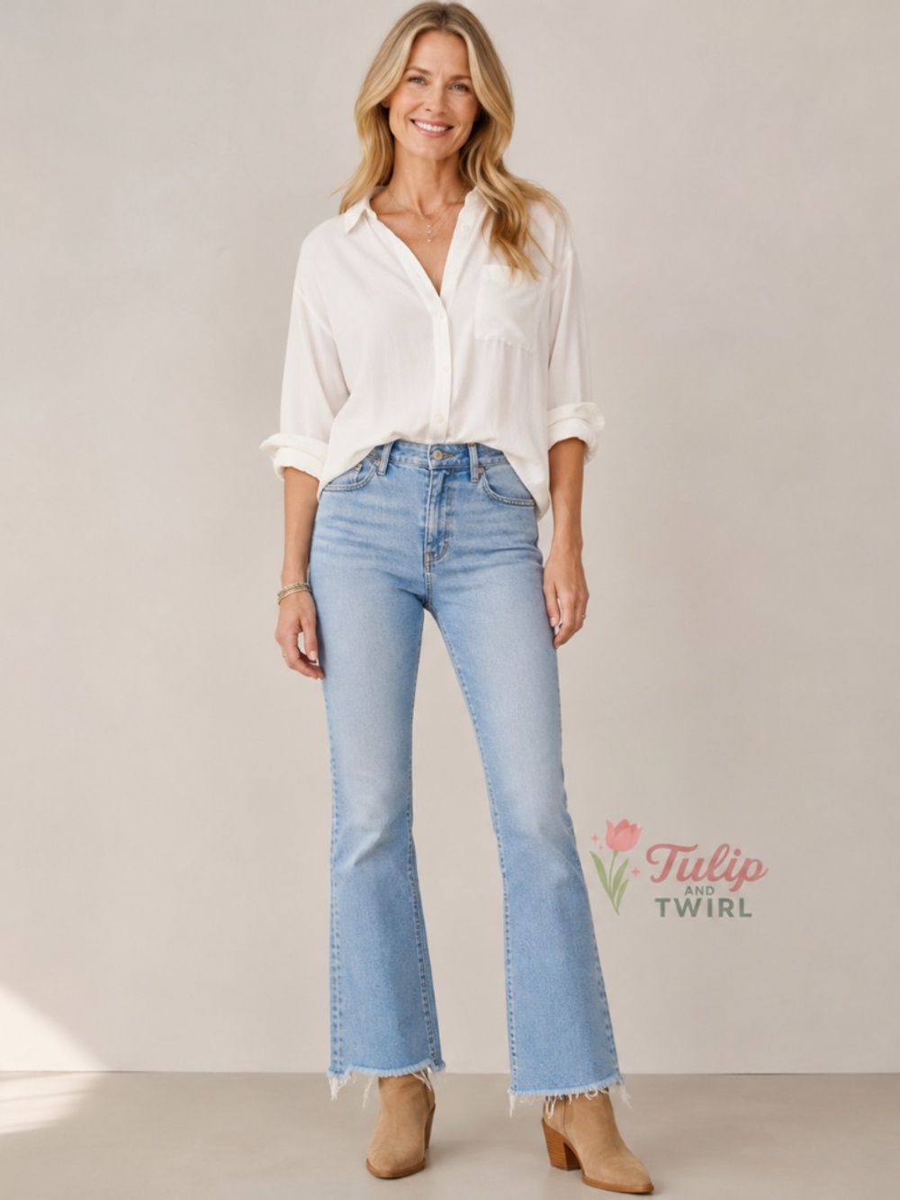 PAIGE Skyline Boot Jeans 26 Light Wash Raw Hem Mid Rise Premium Denim